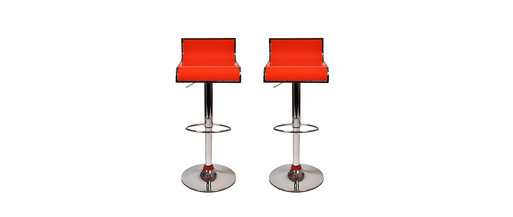 Lote de 2 taburetes de bar WAVES color naranja image 1
