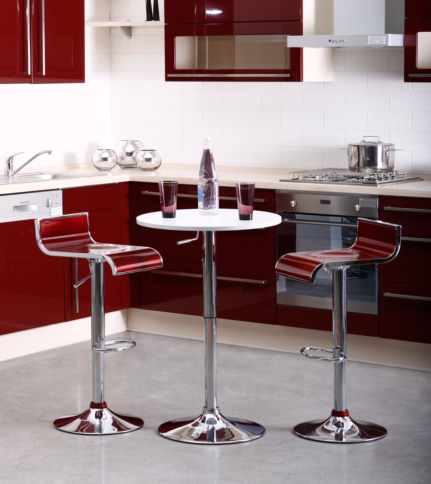 Lote de 2 taburetes de bar WAVES  color rojo