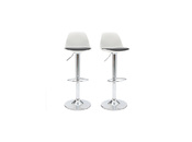 Lote de 2 taburetes de dise&ntilde;o blanco y negro STEEVY