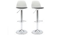 Lote de 2 taburetes de dise&ntilde;o blanco y negro STEEVY
