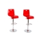 Lote de 2 taburetes rojos transparentes SATURNE cuadrados