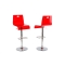 Lote de 2 taburetes rojos transparentes SATURNE cuadrados