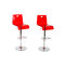 Lote de 2 taburetes rojos transparentes SATURNE cuadrados
