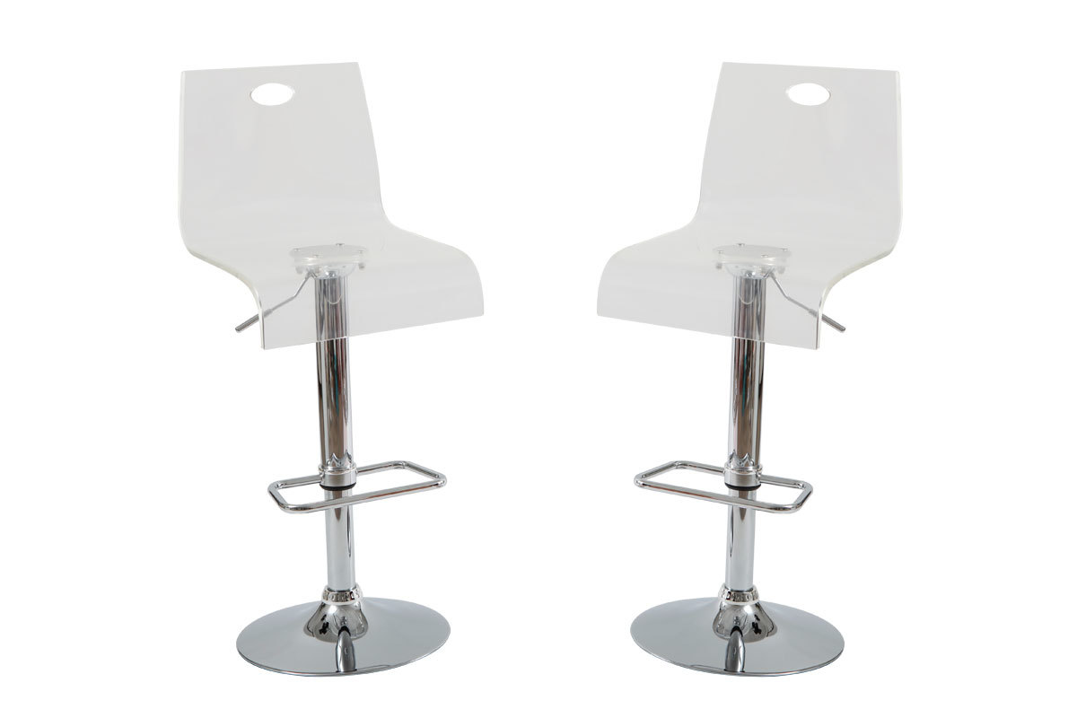 Lote de 2 taburetes transparentes SATURNE cuadrados