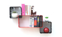 Lote de 3 estanter&iacute;as de dise&ntilde;o rojas y negras modulables KLIK S