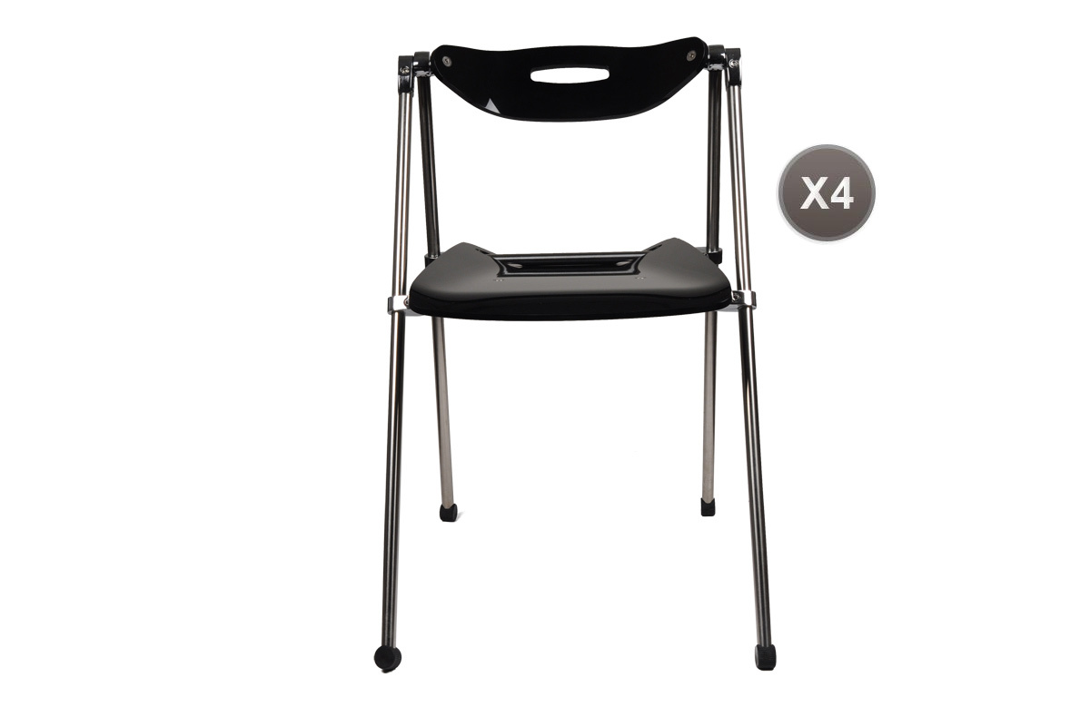 Lote de 4 sillas plegables de dise&ntilde;o JULIE - negro