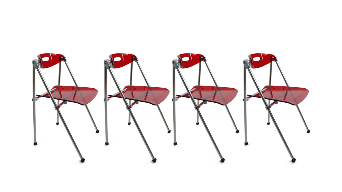 Lote de 4 sillas plegables Julie de diseo color rojo