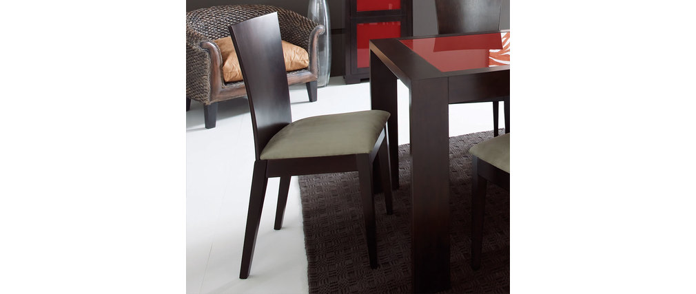 Lote de dos sillas en madera de wengé asiento marrón claro MAIDA - Miliboo