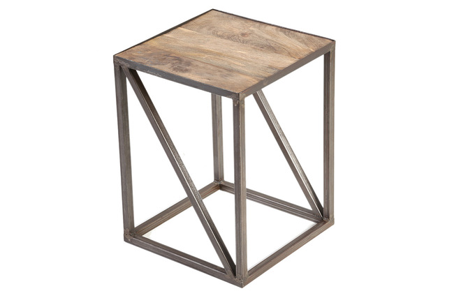 Mesa auxiliar estilo industrial de madera y metal ATELIER