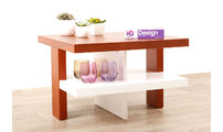 Mesa baja de dise&ntilde;o lacada color blanco y madera GLASGOW