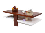 Mesa baja de dise&ntilde;o lacada color blanco y madera WILLOW