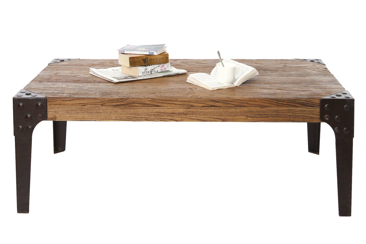 Mesa baja industrial de madera y metal MADISON