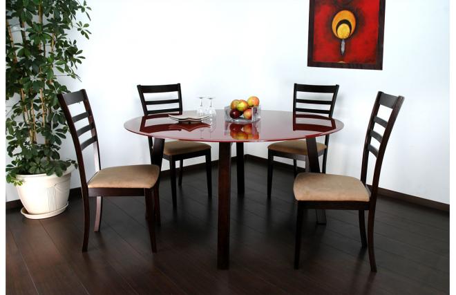 Mesa Dalton Light Cappucino- encimera de cristal rojo