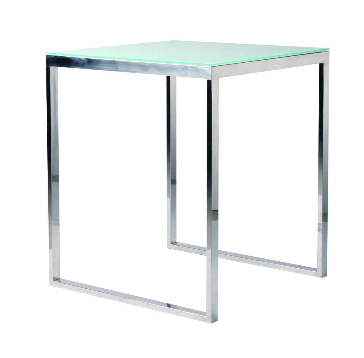 Mesa de bar alta cuadrada INOLA 90 cm de inox y cristal templado 