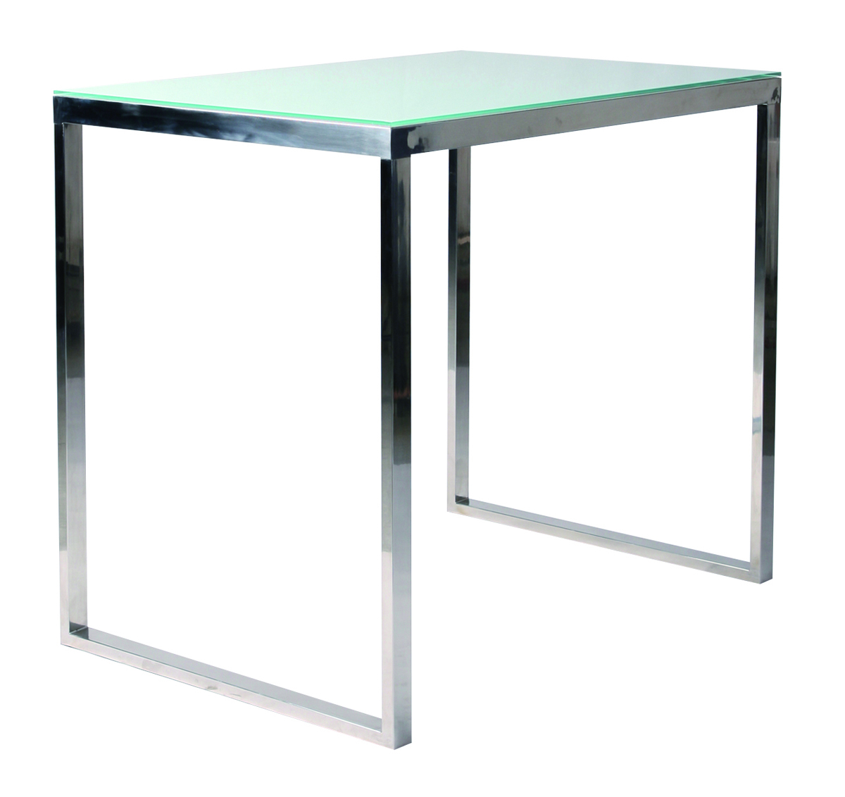Mesa de bar INOLA alta 120cm rectangular de inox y cristal templado