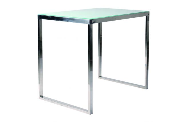 Mesa de bar INOLA alta 120cm rectangular de inox y cristal templado