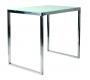 Mesa de bar INOLA alta 120cm rectangular de inox y cristal templado