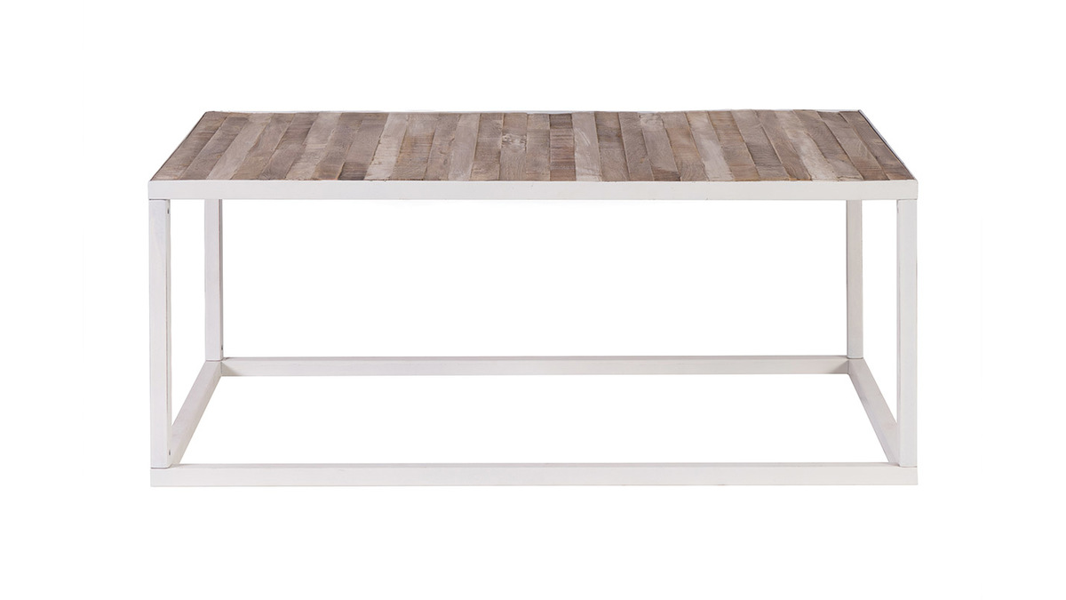 Mesa de centro madera y metal blanco 100 x 60 ROCHELLE