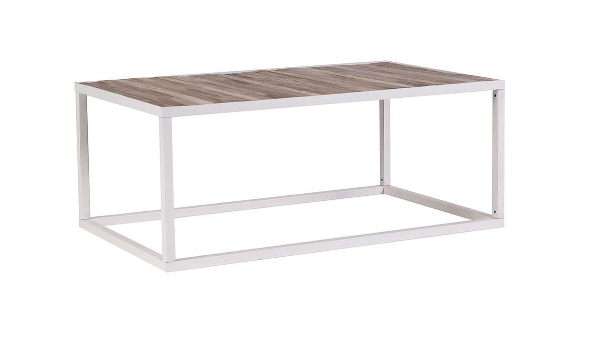 Mesa de centro madera y metal blanco 100 x 60 ROCHELLE