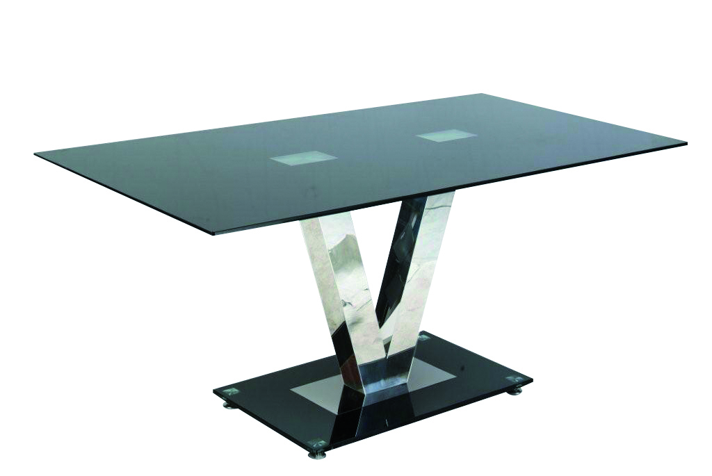 Mesa de cocina/comedor ASHLEY rectangular de acero y cristal  templado