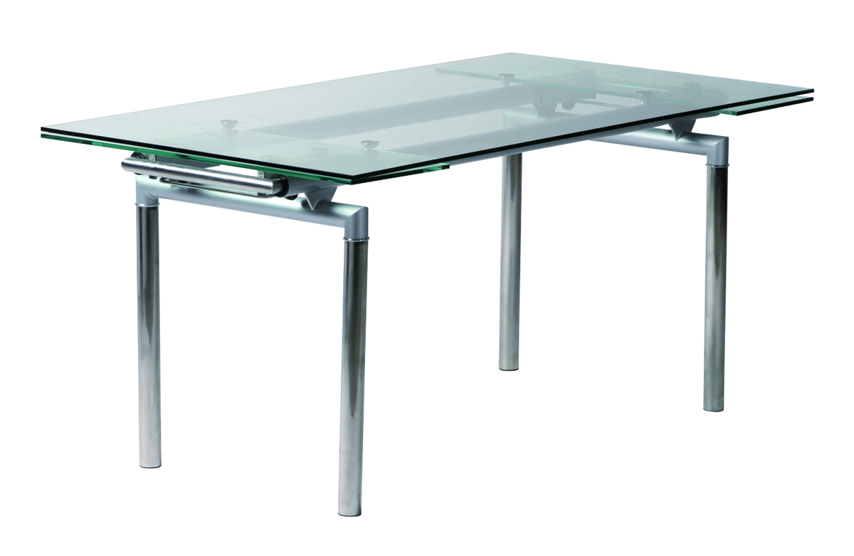 Mesa de cocina / comedor CARTER desplegable de metal y cristal templado image 1
