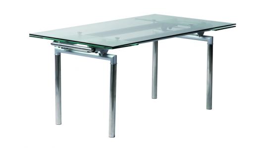 Mesa de cocina / comedor CARTER desplegable de metal y cristal templado image 1