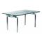 Mesa de cocina / comedor CARTER desplegable de metal y cristal templado