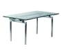 Mesa de cocina / comedor CARTER desplegable de metal y cristal templado image 1