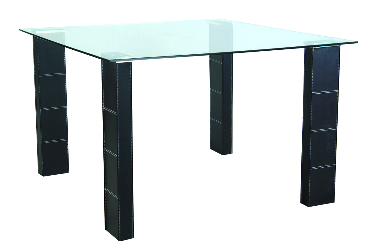 Mesa de cocina/ comedor cuadrada de PVC y encimera de cristal templado Abby