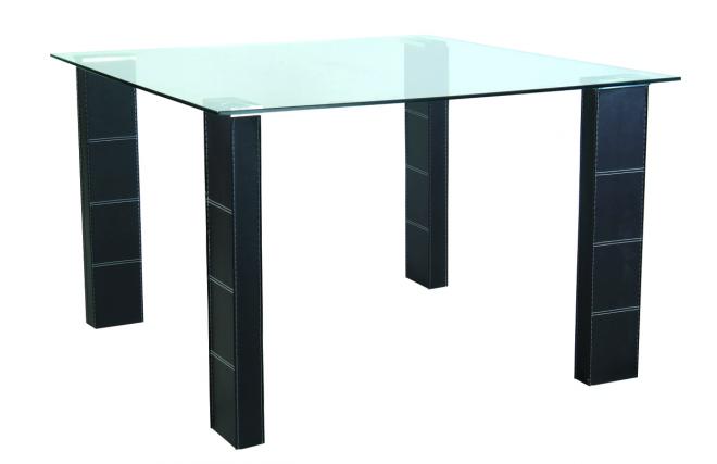 Mesa de cocina/ comedor cuadrada de PVC y encimera de cristal templado Abby