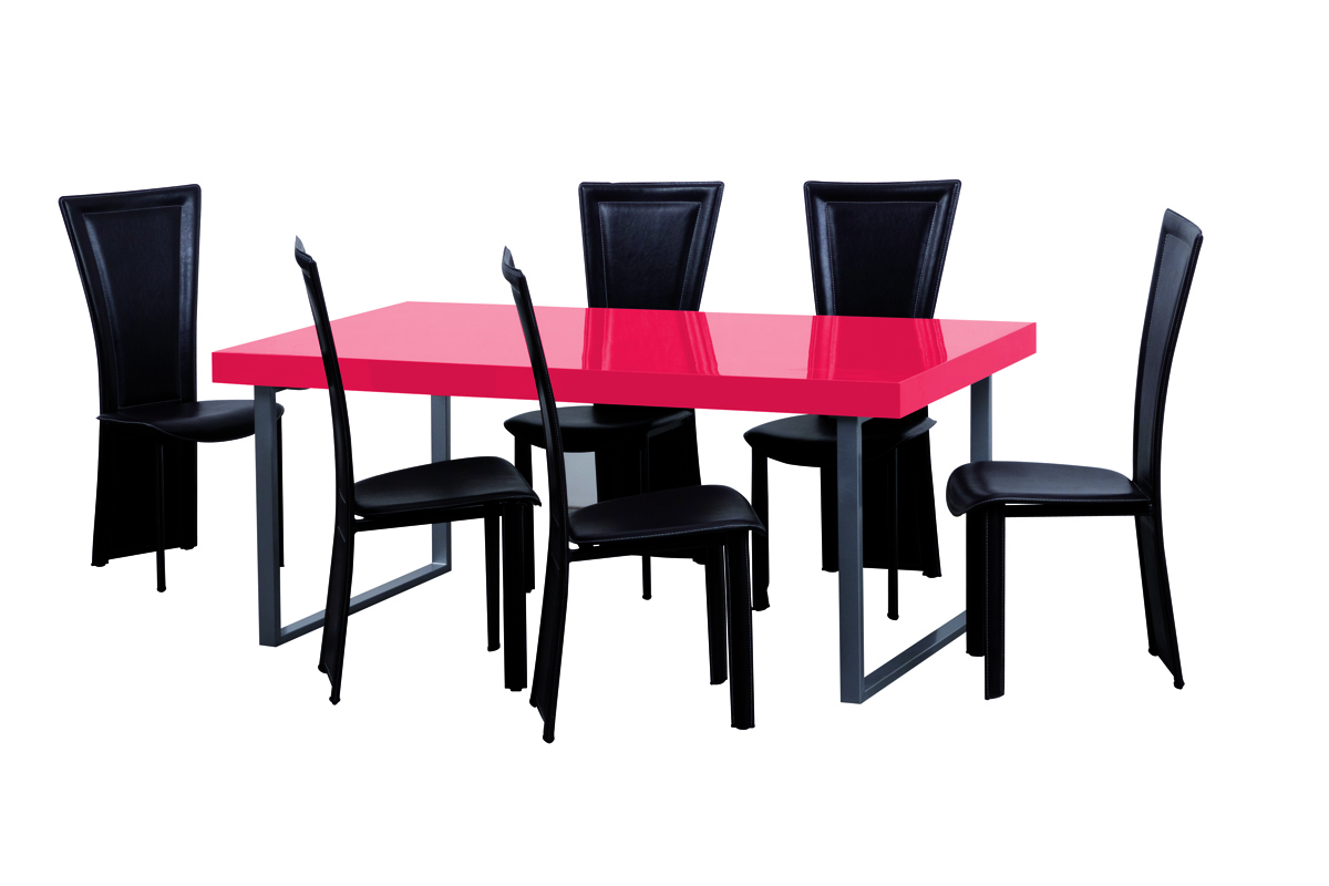 Mesa de cocina/comedor rectangular de color rojo L&eacute;a