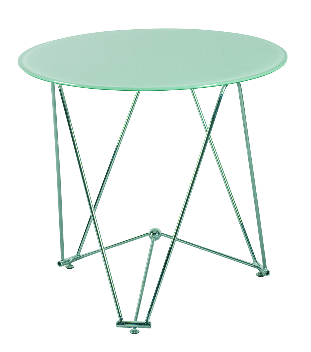 Mesa de cocina/comedor redonda JANIS 80cm de acero y cristal templado image 1