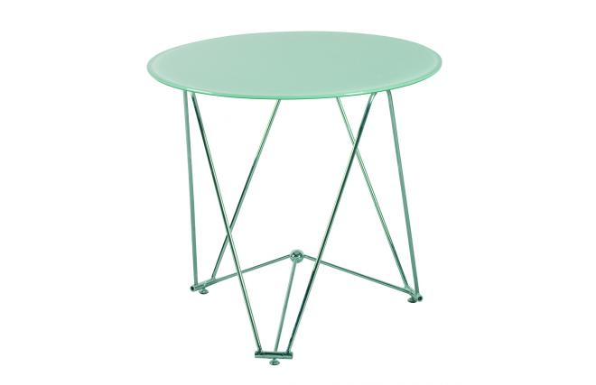 Mesa de cocina/comedor redonda JANIS 80cm de acero y cristal templado