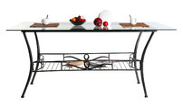 Mesa de coemdor barroca de cristal y metal negro VENEZIA