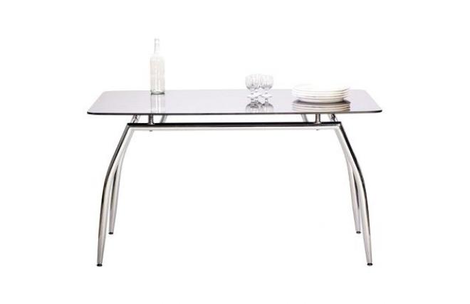 Mesa de comedor/cocina de dise&ntilde;o de metal cromado y cristal templado negro Berlin