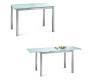 Mesa de comedor/cocina de dise&ntilde;o de metal lacado y cristal templado blanco Baltimore