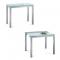 Mesa de comedor/cocina NEW BALTIMORE desplegable de metal lacado y cristal templado blanco 