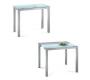 Mesa de comedor/cocina NEW BALTIMORE desplegable de metal lacado y cristal templado blanco 