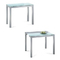 Mesa de comedor/cocina NEW BALTIMORE desplegable de metal lacado y cristal templado blanco 