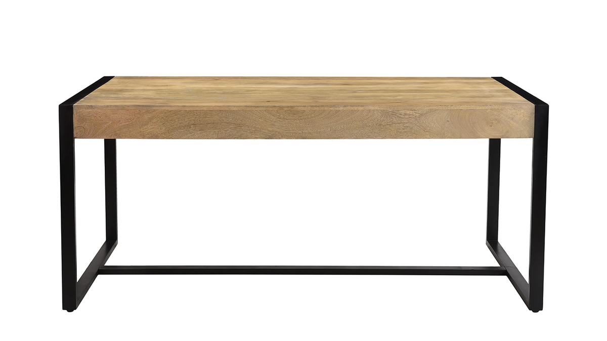 Mesa de comedor de madera de mango maciza y metal negro 175cm BERGEN