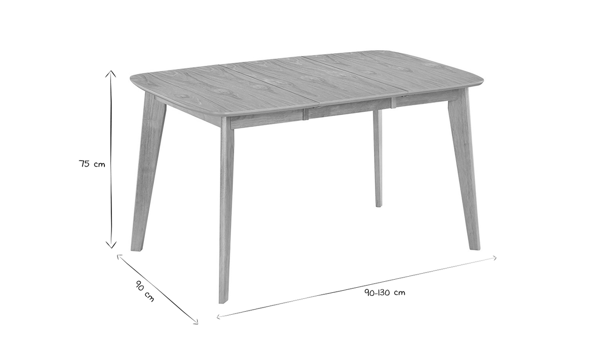 Mesa de comedor extensible nrdica en madera clara L90-130 LEENA