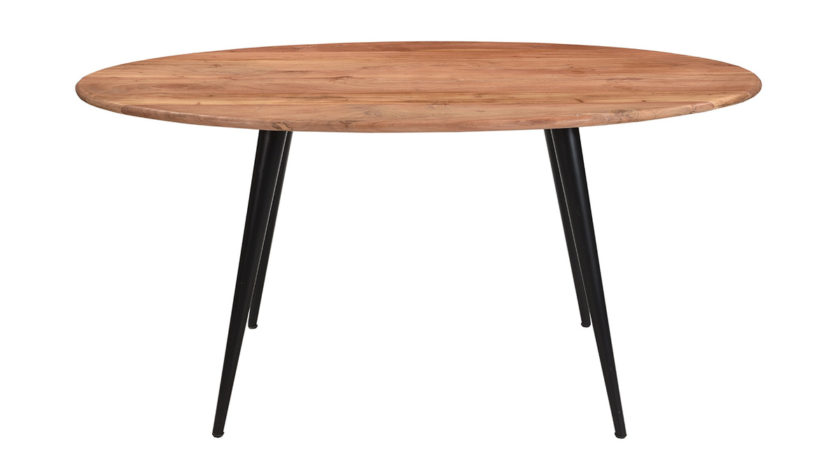 Mesa de comedor ovalada de madera de acacia maciza y metal 160cm OBALI