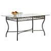 Mesa de comedor rectangular FLORENCE de acero y de cristal templado