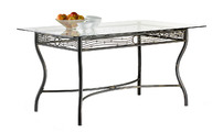 Mesa de comedor rectangular FLORENCE de acero y de cristal templado