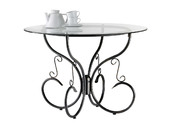 Mesa de comedor redonda FLORENCE de acero y cristal templado