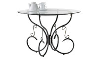 Mesa de comedor redonda FLORENCE de acero y cristal templado