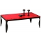 Mesa de sal&oacute;n BAROCA roja de acero lacado y cristal templado
