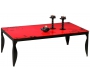 Mesa de sal&oacute;n BAROCA roja de acero lacado y cristal templado
