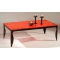 Mesa de sal&oacute;n BAROCA roja de acero lacado y cristal templado