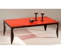 Mesa de sal&oacute;n BAROCA roja de acero lacado y cristal templado